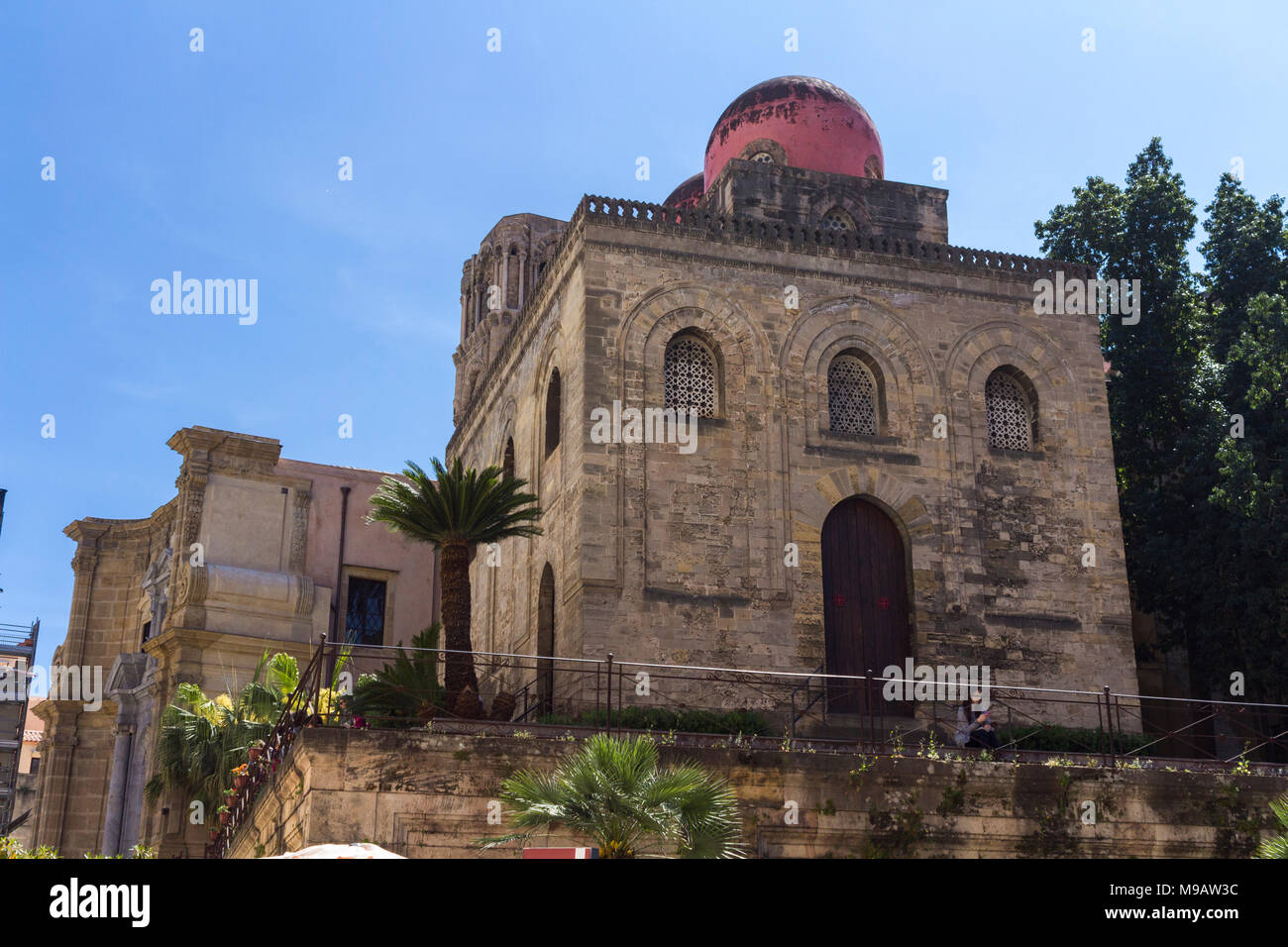 Side view of Church of Martorana with caratteristiche red roof. Palermo, Sicily. Italy Stock Photo