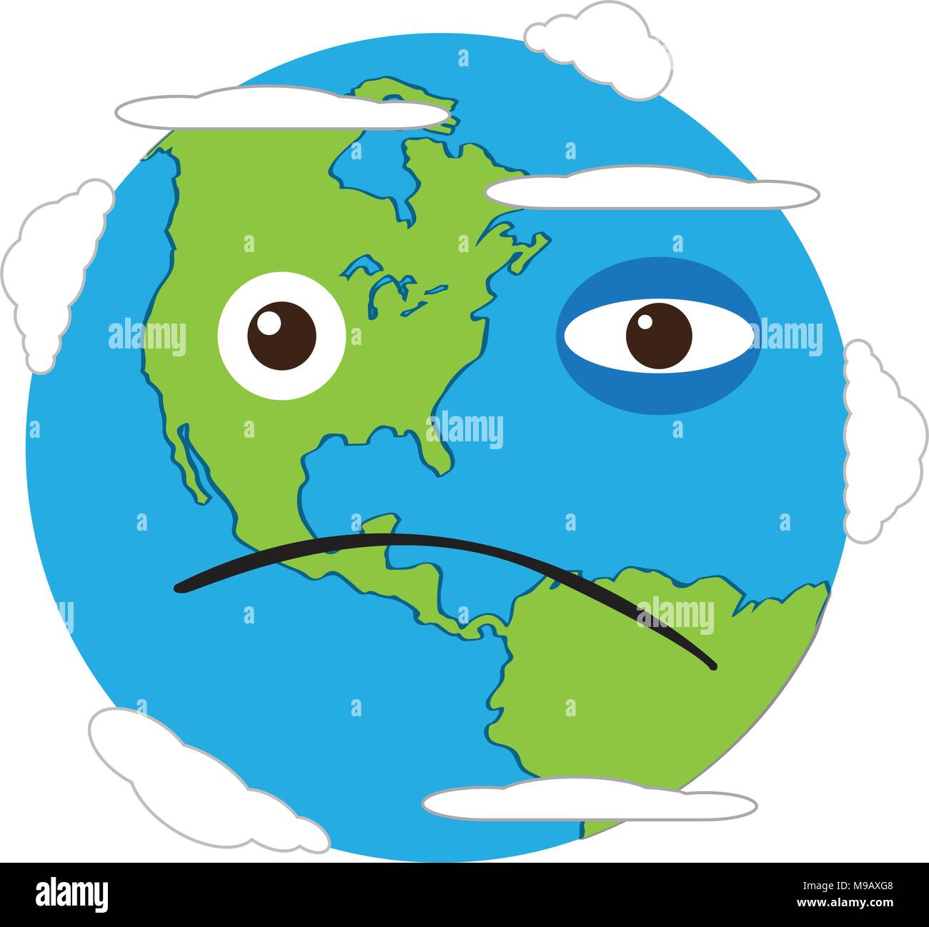 Sad earth emote. Earth day Stock Vector