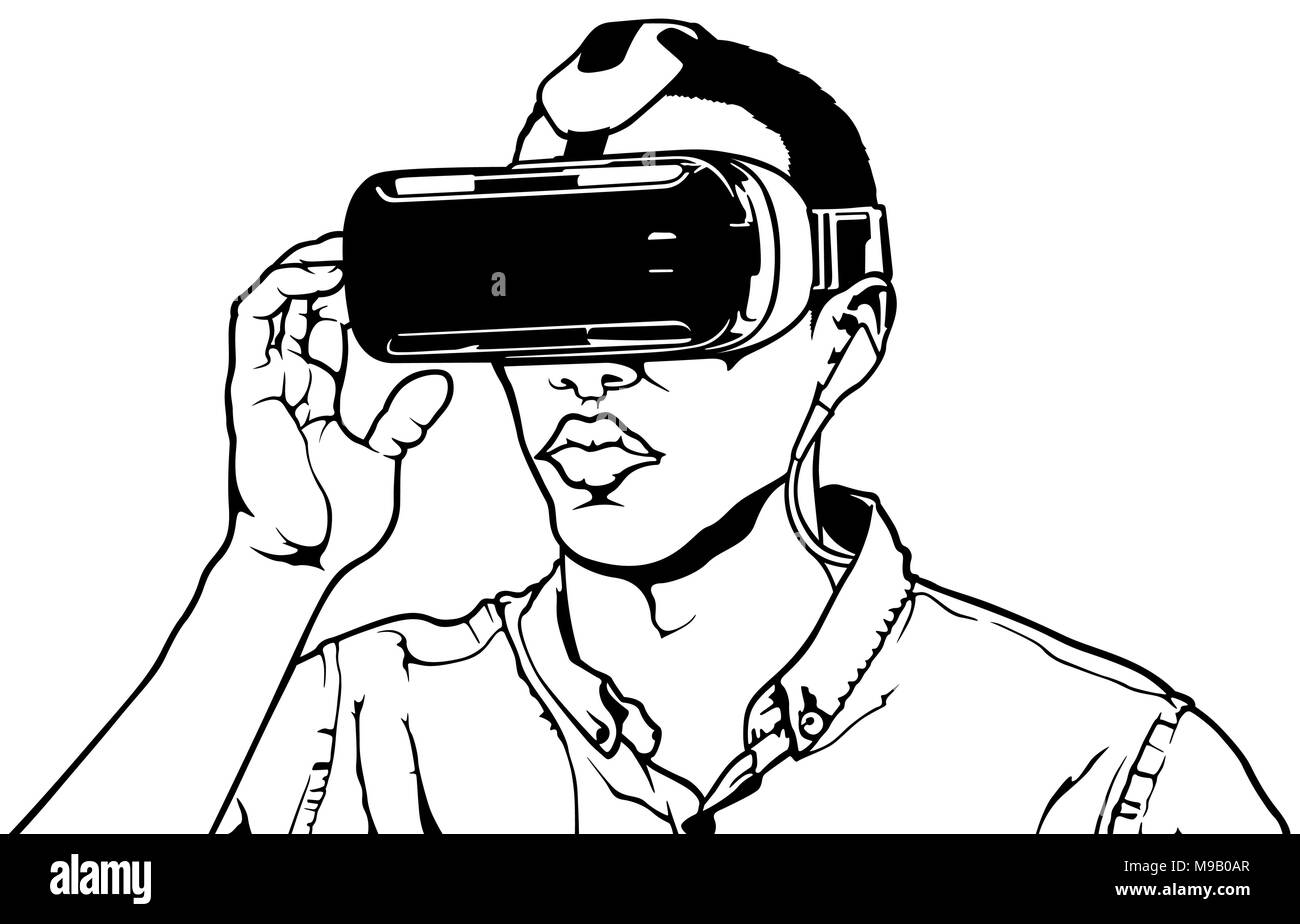 Man Wearing Virtual Reality Headset Stock Vector Image & Art - Alamy