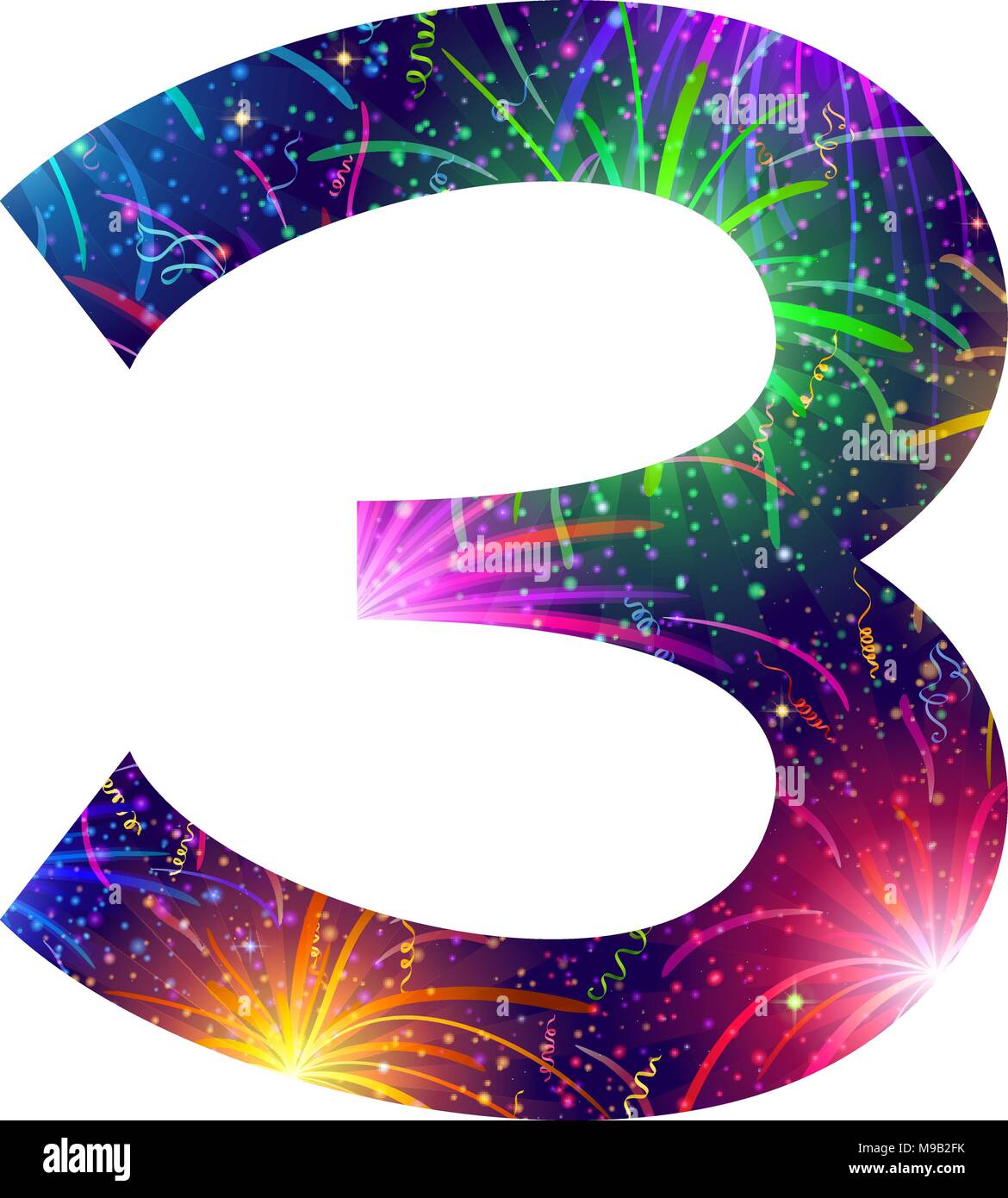 Number of colorful firework, three Stock Vector