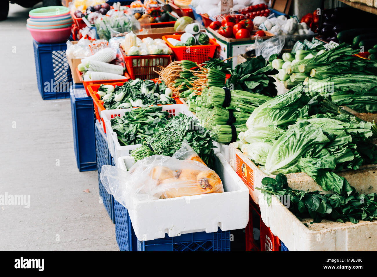 Asian fresh vegetable store Stock Photo Alamy
