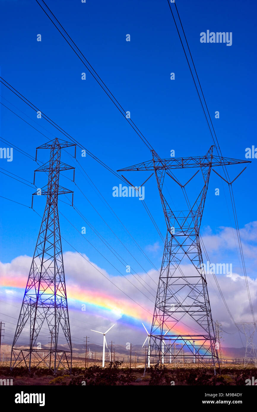 Southern California Electric >> A Rainbow Next To High Voltage Electric Transmission Towers In The Southern California Electric >> A Rainbow Next To High Voltage Electric Transmission Towers In The