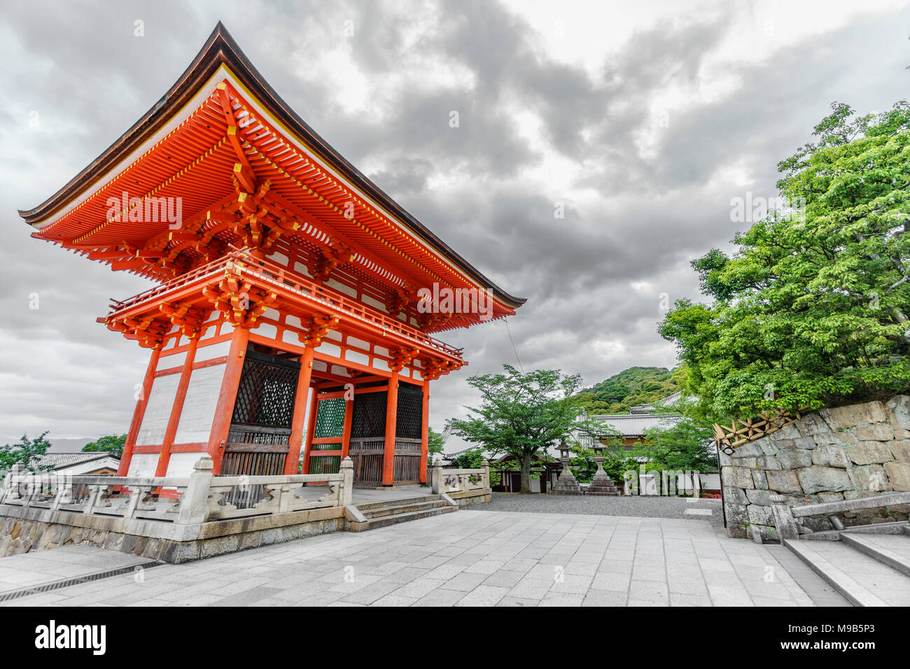 Kiyomizu-Dera temple entrance with cloudy sky Stock Photo