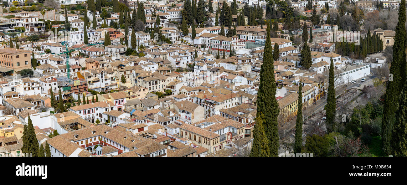 View of Granada from La Alhambra Stock Photo