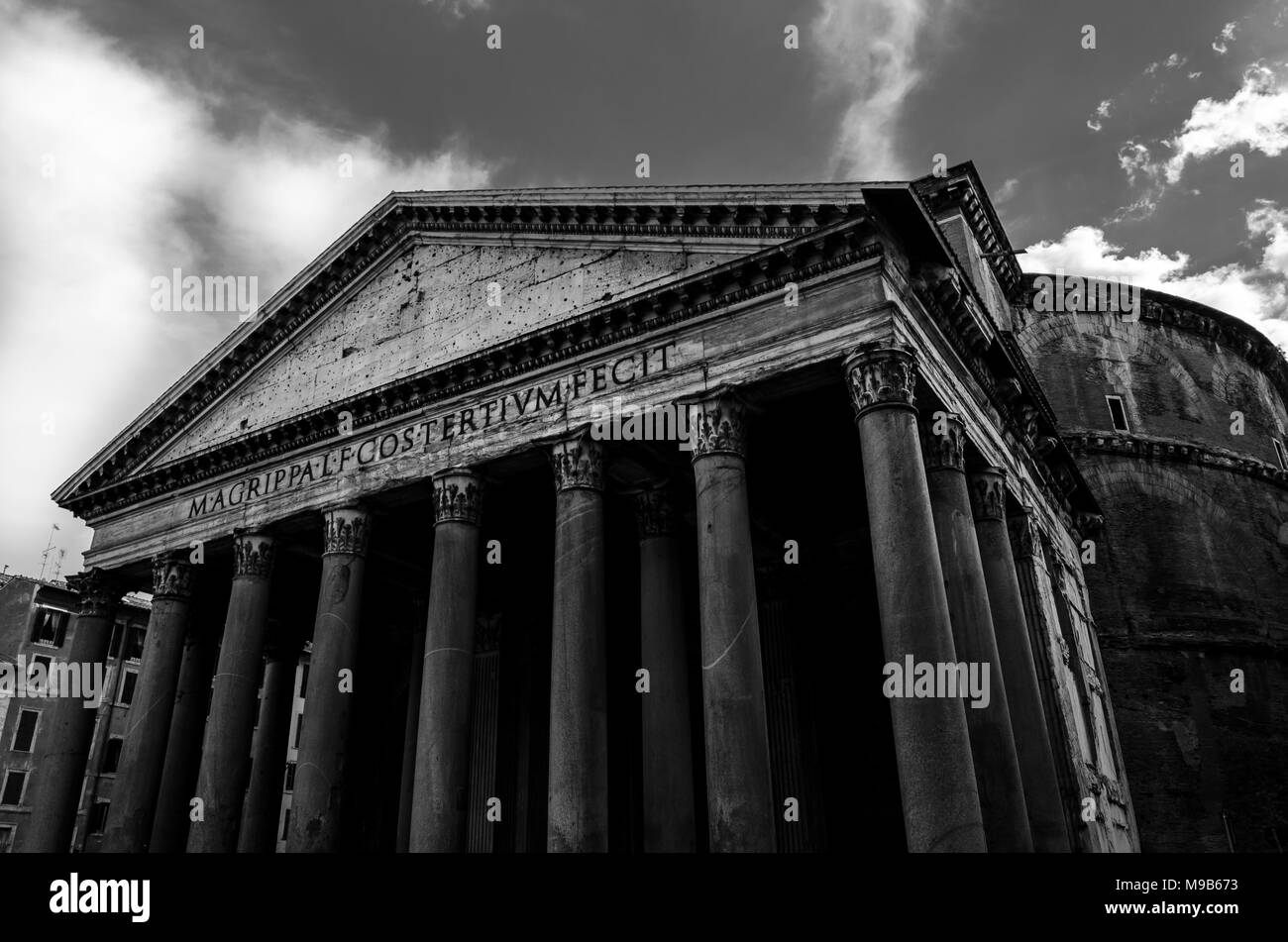 view of the facade of Pantheon in Rome, Italy Stock Photo
