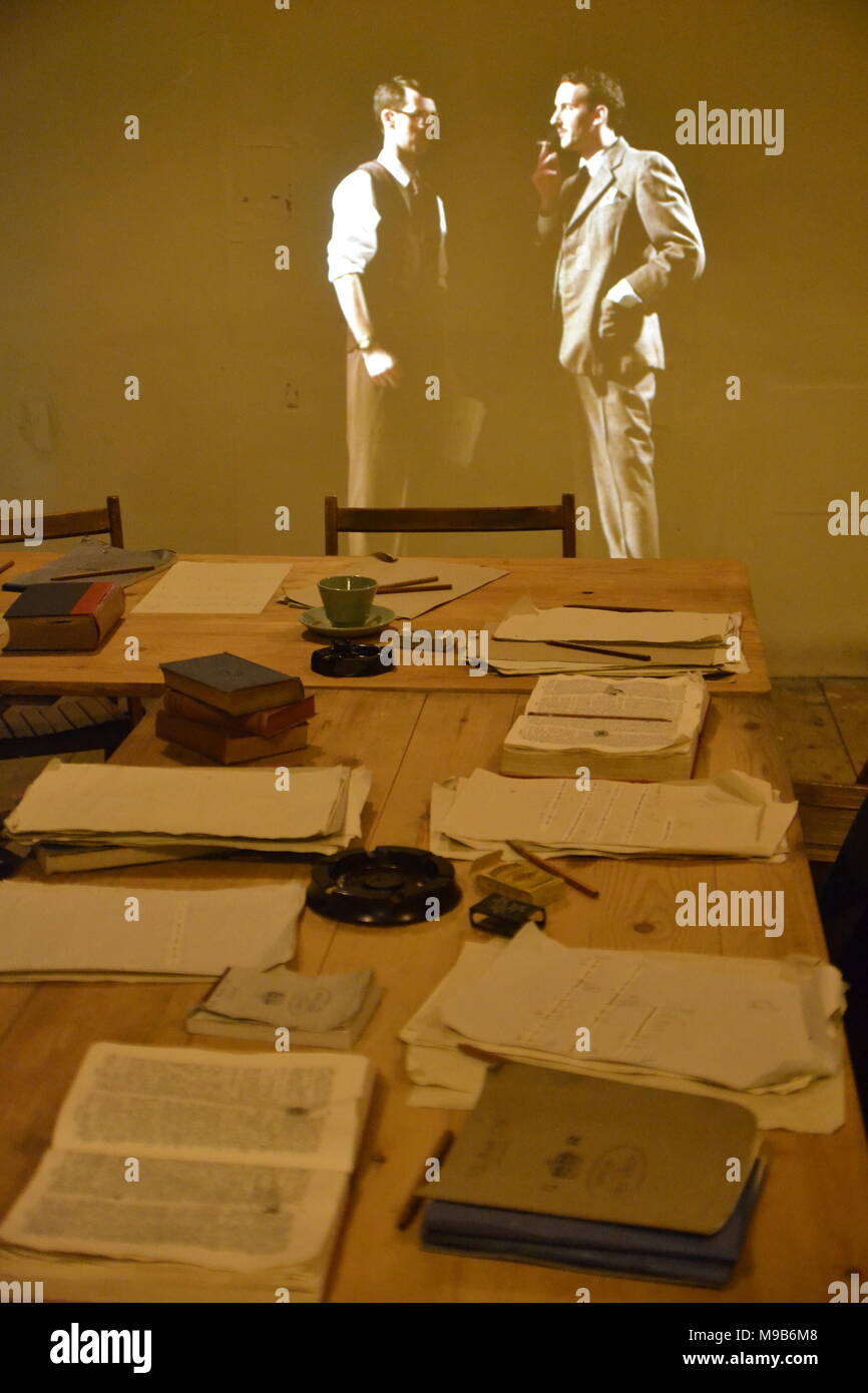 Bletchley Park. Inside Hut 3 codebreaking offices. Projections. Stock Photo