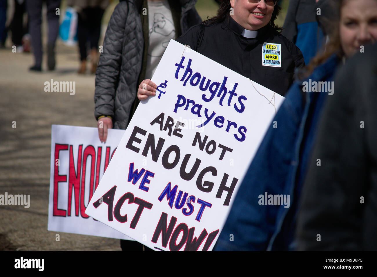 Protect Us Sign Adults and Kids with protect signs in Washington DC March 24 2018 Stock ...