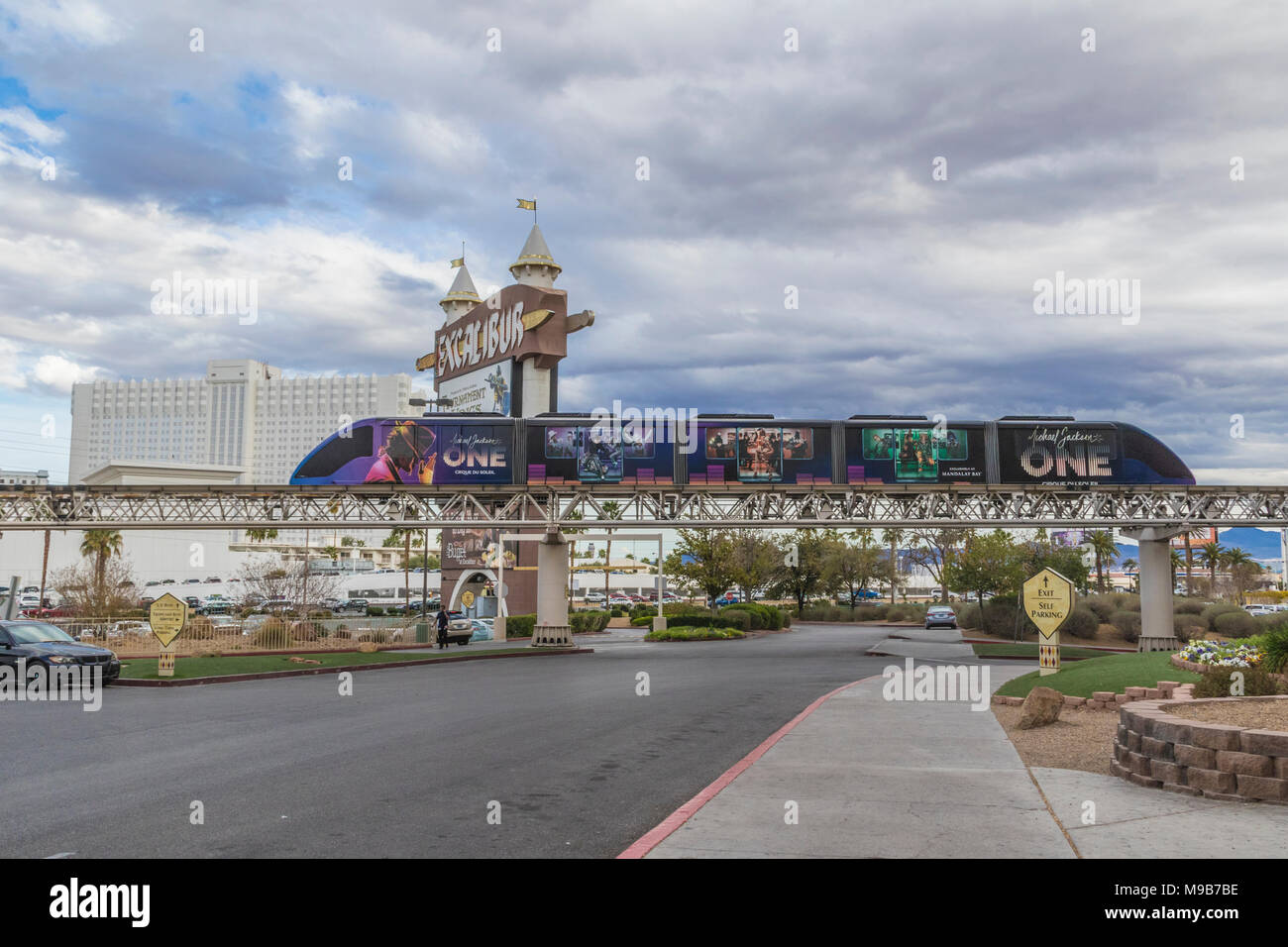 Elevated train service between hotels on The Strip in Las Vegas Stock