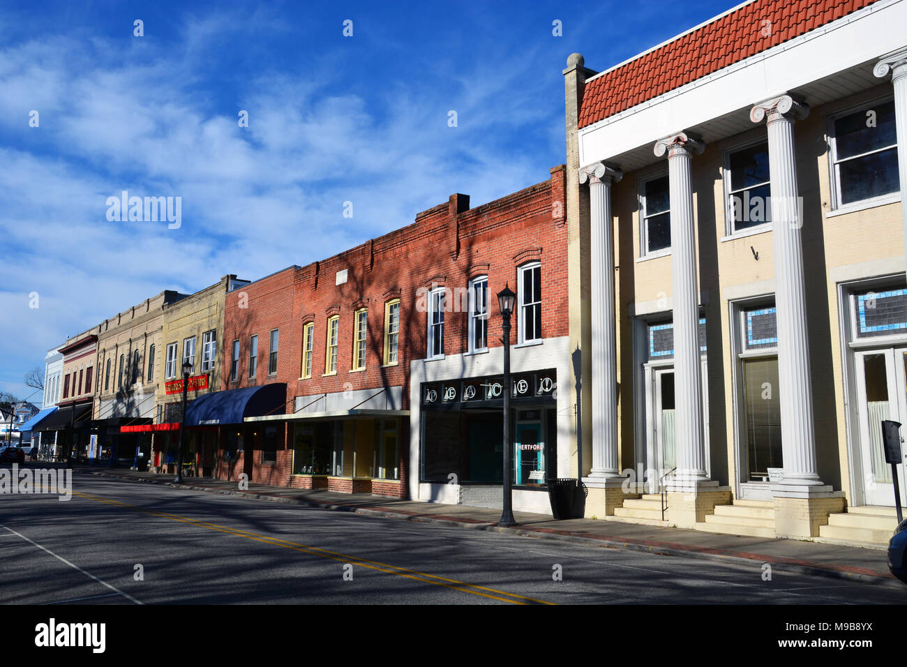 A quiet Saturday morning outside stores on Church Street in downtown