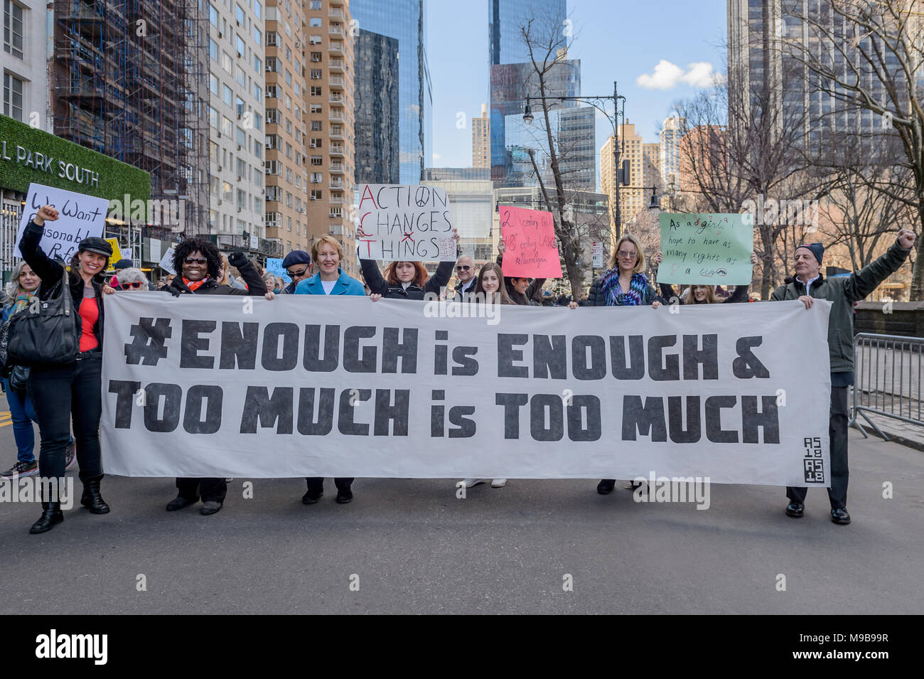New York, USA 24 Mar 2018. Students, families, and supporters of March For Our Lives took to the streets of New York City on March 24, 2018; to demand that their lives and safety become a priority and that we end gun violence in our communities and schools today. . Credit: PACIFIC PRESS/Alamy Live News Stock Photo
