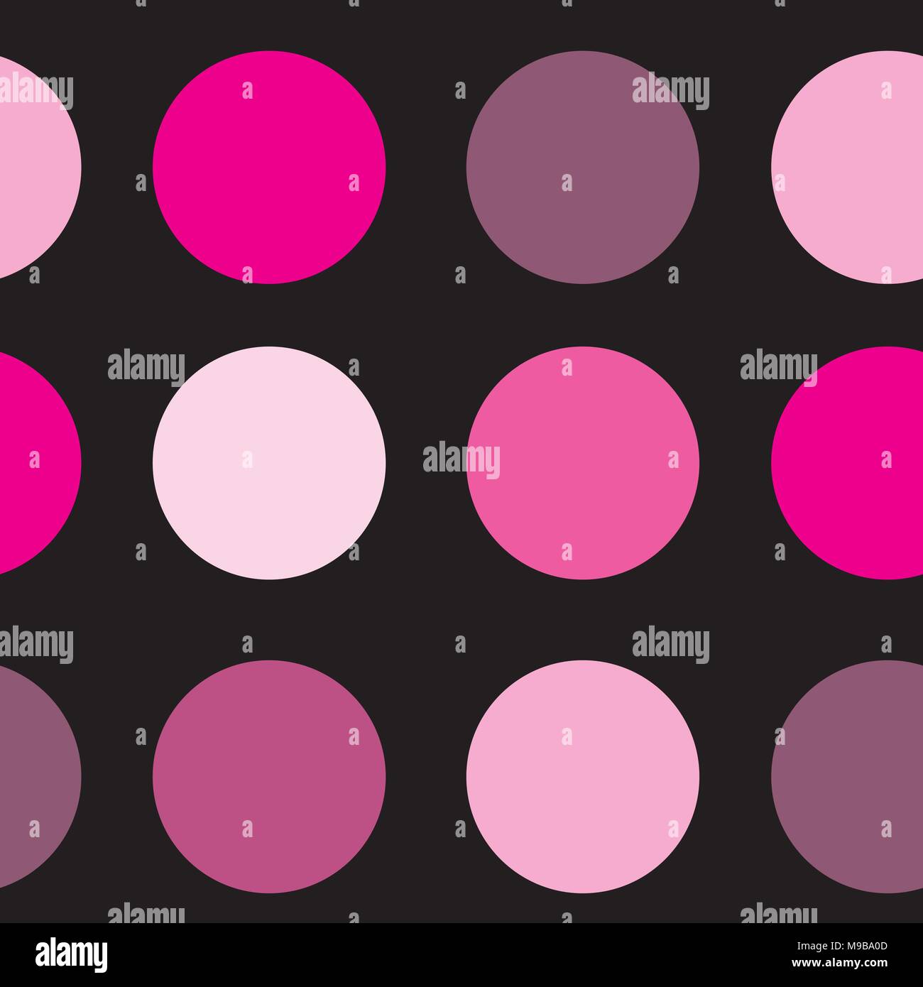 Large Pink Circles on Black Stock Vector