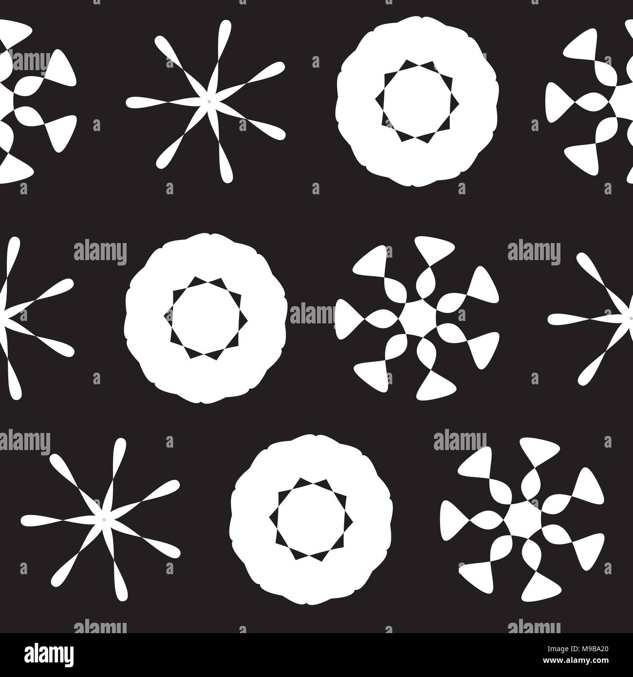 White on Black Seamless Xmas Pattern Stock Vector