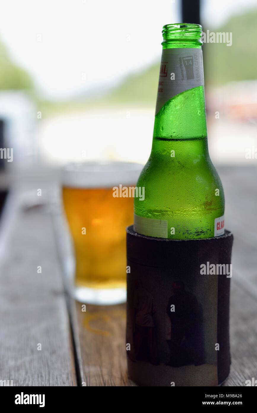Glass of beer at a pub, Rollingstone Hotel and local pub, near Townsville, Queensland, Australia Stock Photo