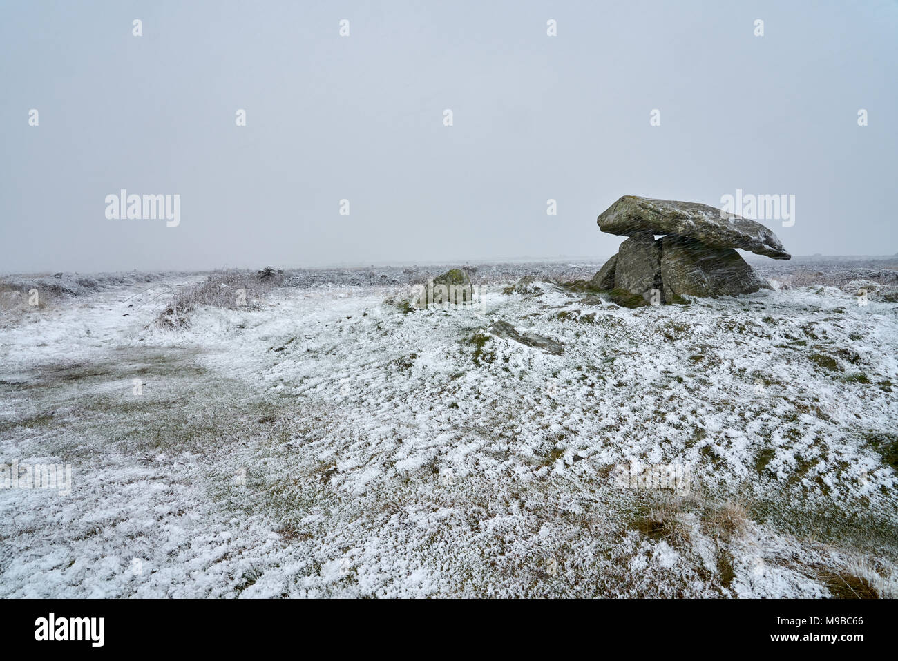 Chun Quoit 3000/4000 BC, Near St. Just, Penwith, West Cornwall UK. 18 March 2018 two weeks before Easter and one week before British summertime begins Stock Photo