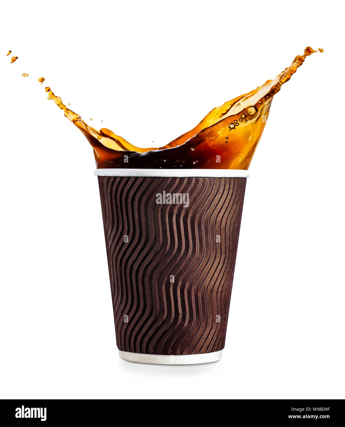 disposable cup with coffee splash Stock Photo Alamy