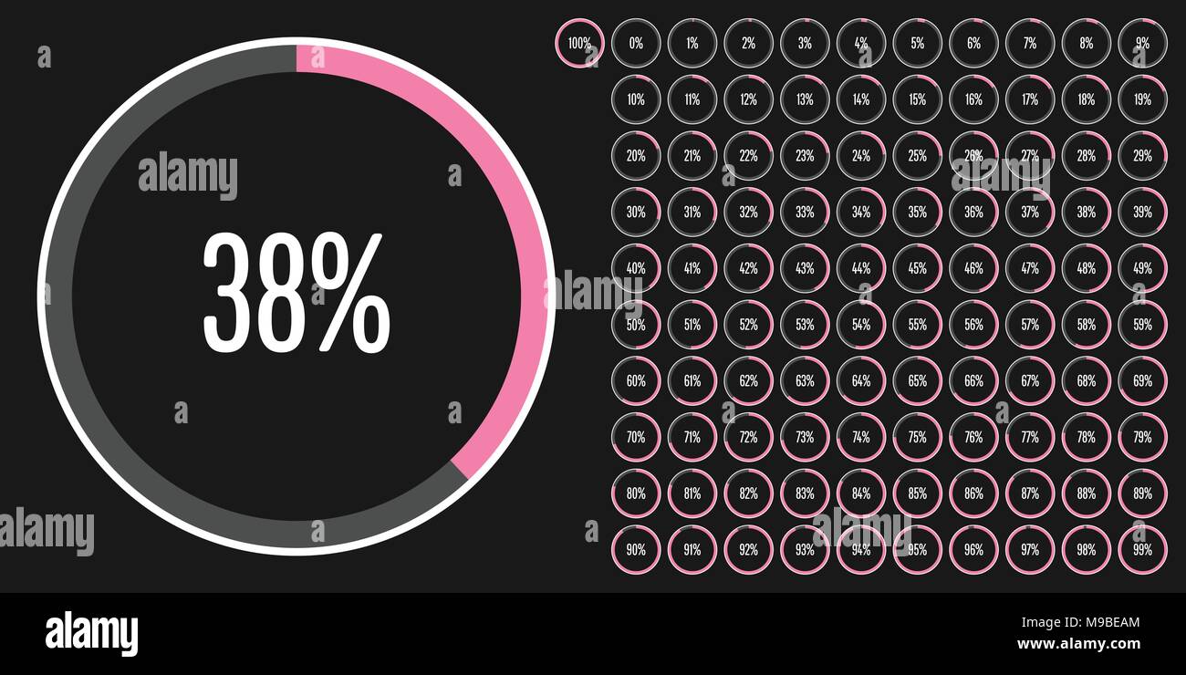 Set of circle percentage diagrams from 0 to 100 ready-to-use for web ...