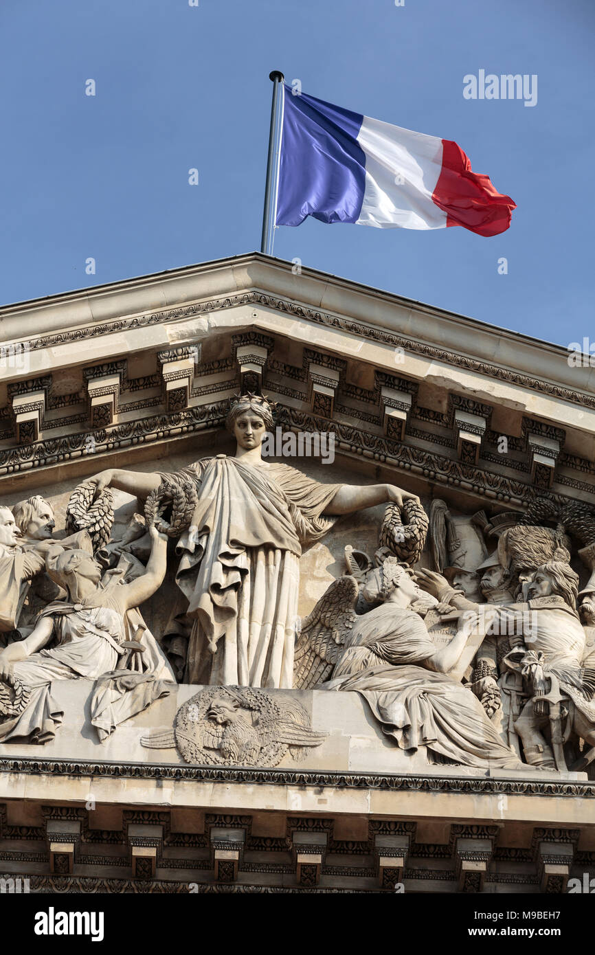 Paris The pediment of Pantheon. Construction of the building started