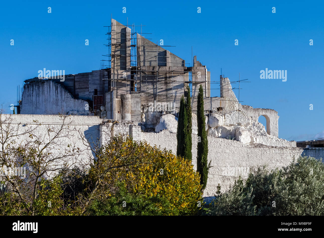 Crato Castle ruins in Crato, Portugal. Destroyed in battle. Belonged to the Hospitaller Crusader Knights aka Malta Order. Being rebuilt by a private w Stock Photo