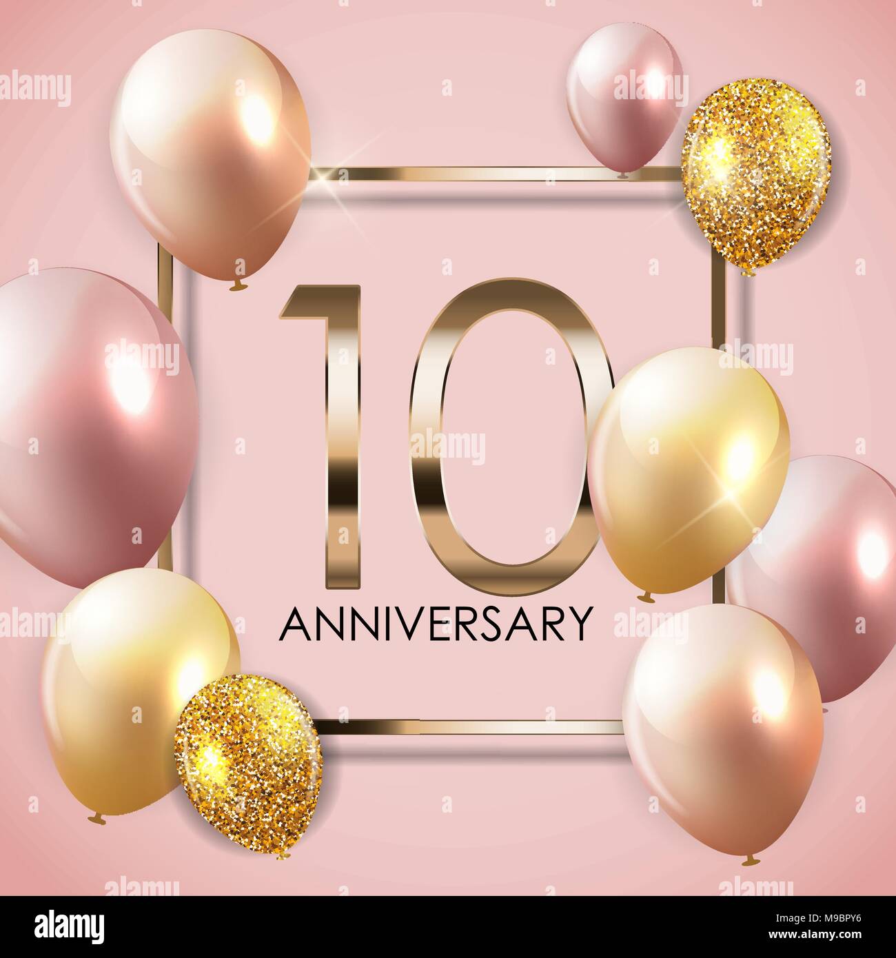Template 10 Years Anniversary Background with Balloons Vector