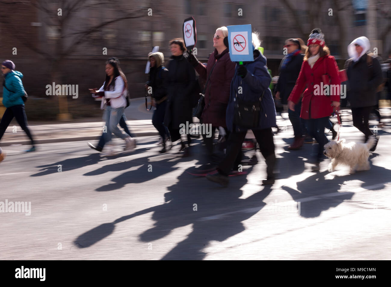 Toronto, Ontario, Canada. 24th March, 2018. Protestors calling for an end to gun violence march in Toronto, Ontario, Canada on March 24, 2018. The protest was part of the March For Our Lives moment taking place in cities across North America in response to the February shooting at Marjory Stoneman Douglas High School in Florida where 17 students were shot dead. Credit: Mark Spowart/Alamy Live News Stock Photo