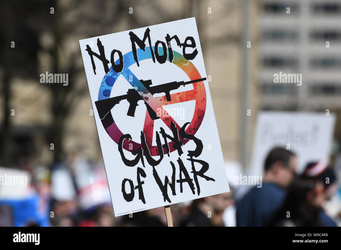 Washington, DC, USA. 24th Mar, 2018. A protester holds a sign during the March for your Lives protest and march for gun control in the United States, held on Pennsylvania Avenue in Washington, DC. Credit: csm/Alamy Live News Stock Photo