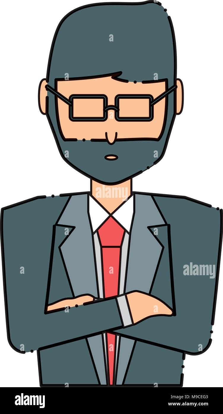 avatar businessman with arms crossed over white background, colorful ...