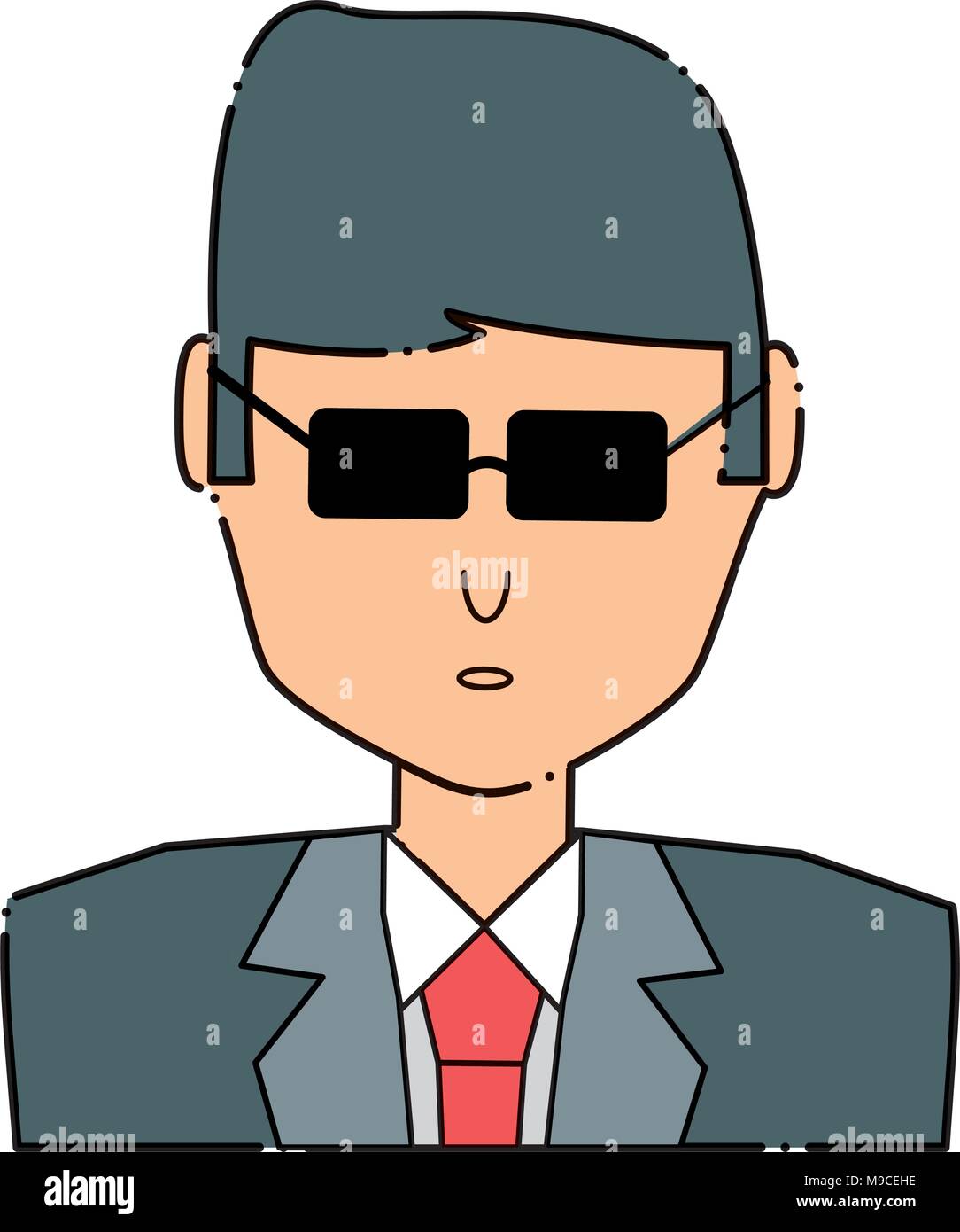 avatar businessman with sunglasses over white background, colorful