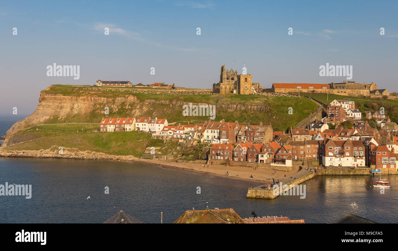 Whitby, North Yorkshire, England, UK - May 08, 2016: View over the Whitby skyline, seen from the Esplanade Crescent Stock Photo