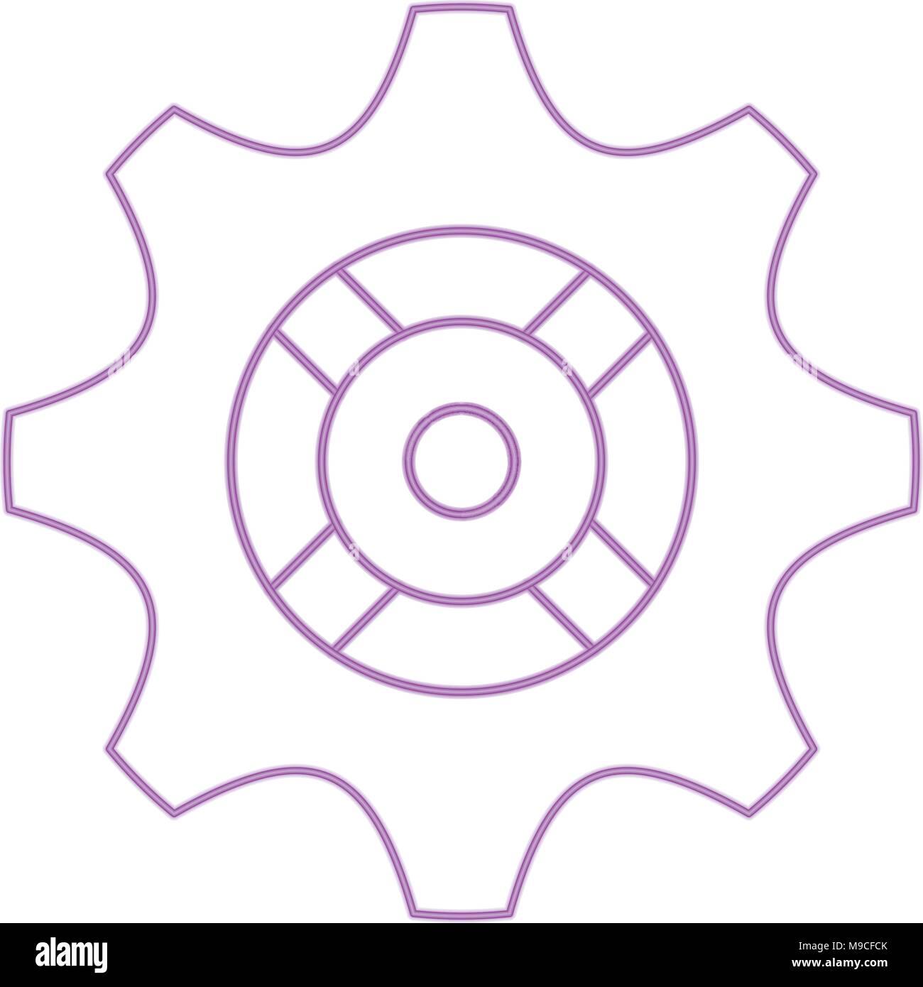 gear wheel icon over white background, colorful line design. vector ...