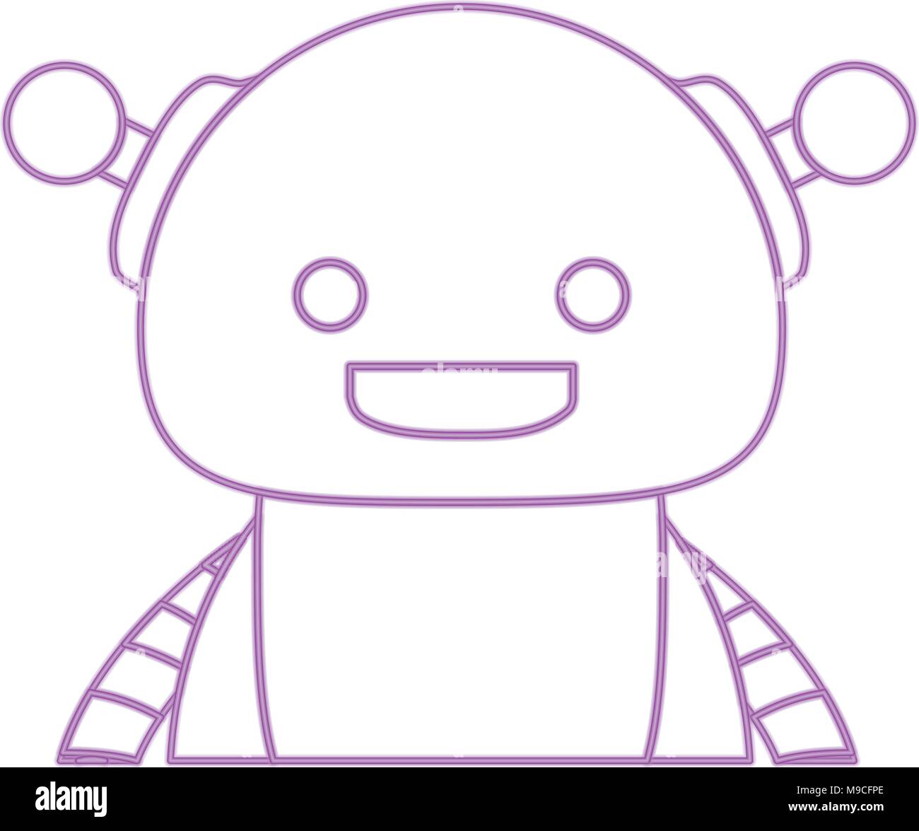 cartoon cute robot icon over white background, colorful line design ...