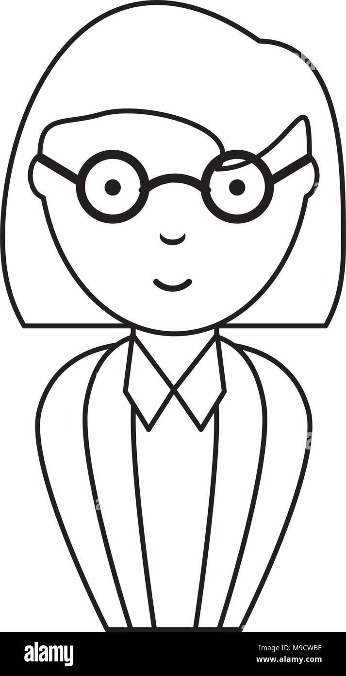 cartoon old woman with glasses over white background, vector illustration Stock Vector
