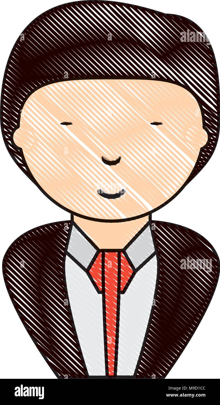 cartoon young businessman wearing suit and tie over white background ...