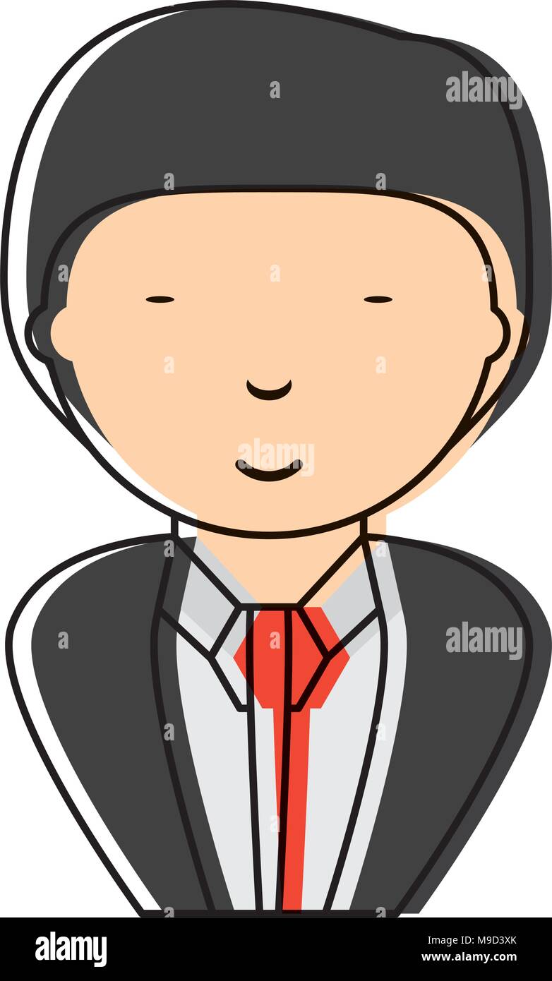 cartoon young businessman wearing suit and tie over white background