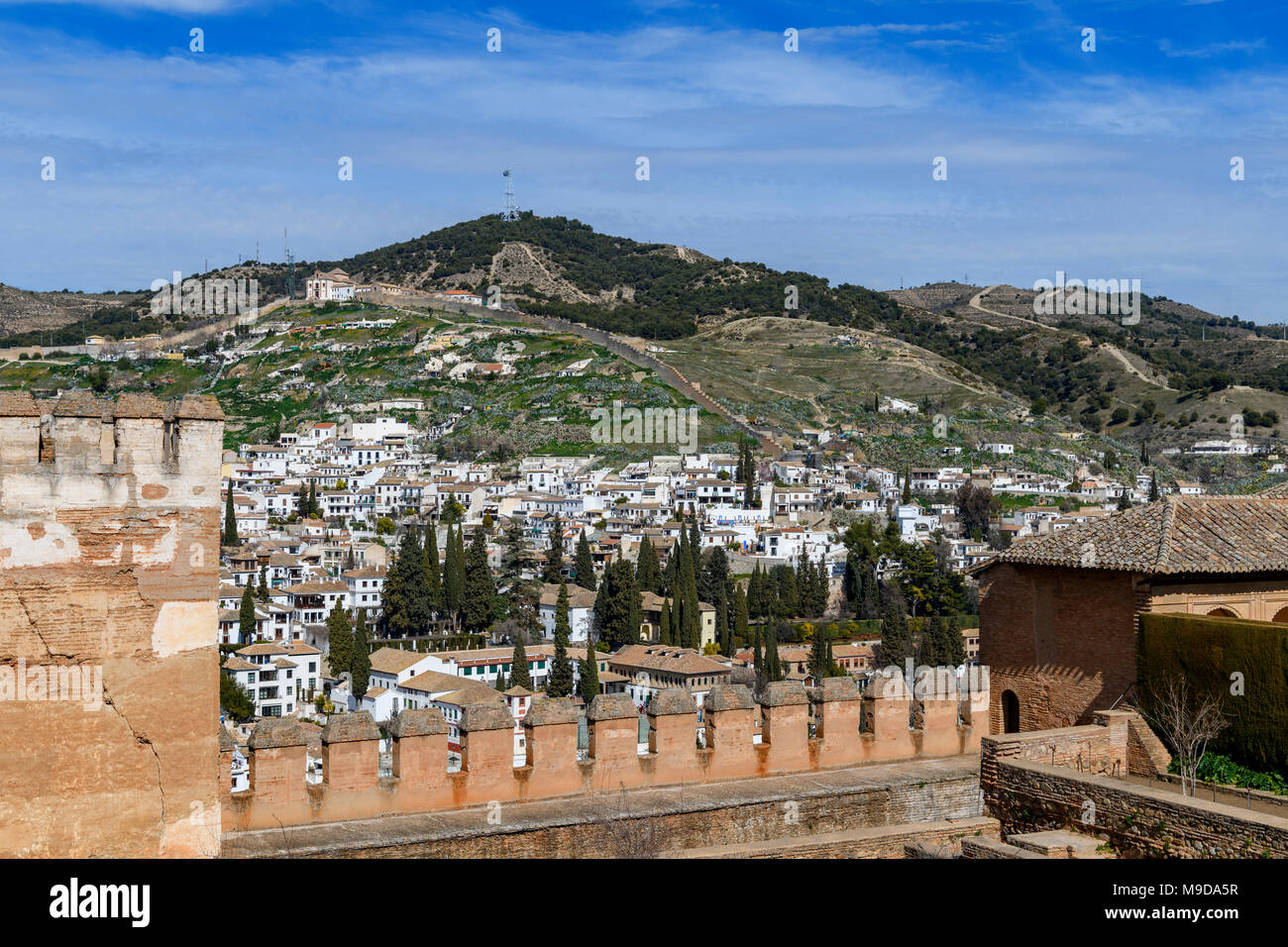 The Sacromonte (Granada) view from La Alhambra Stock Photo