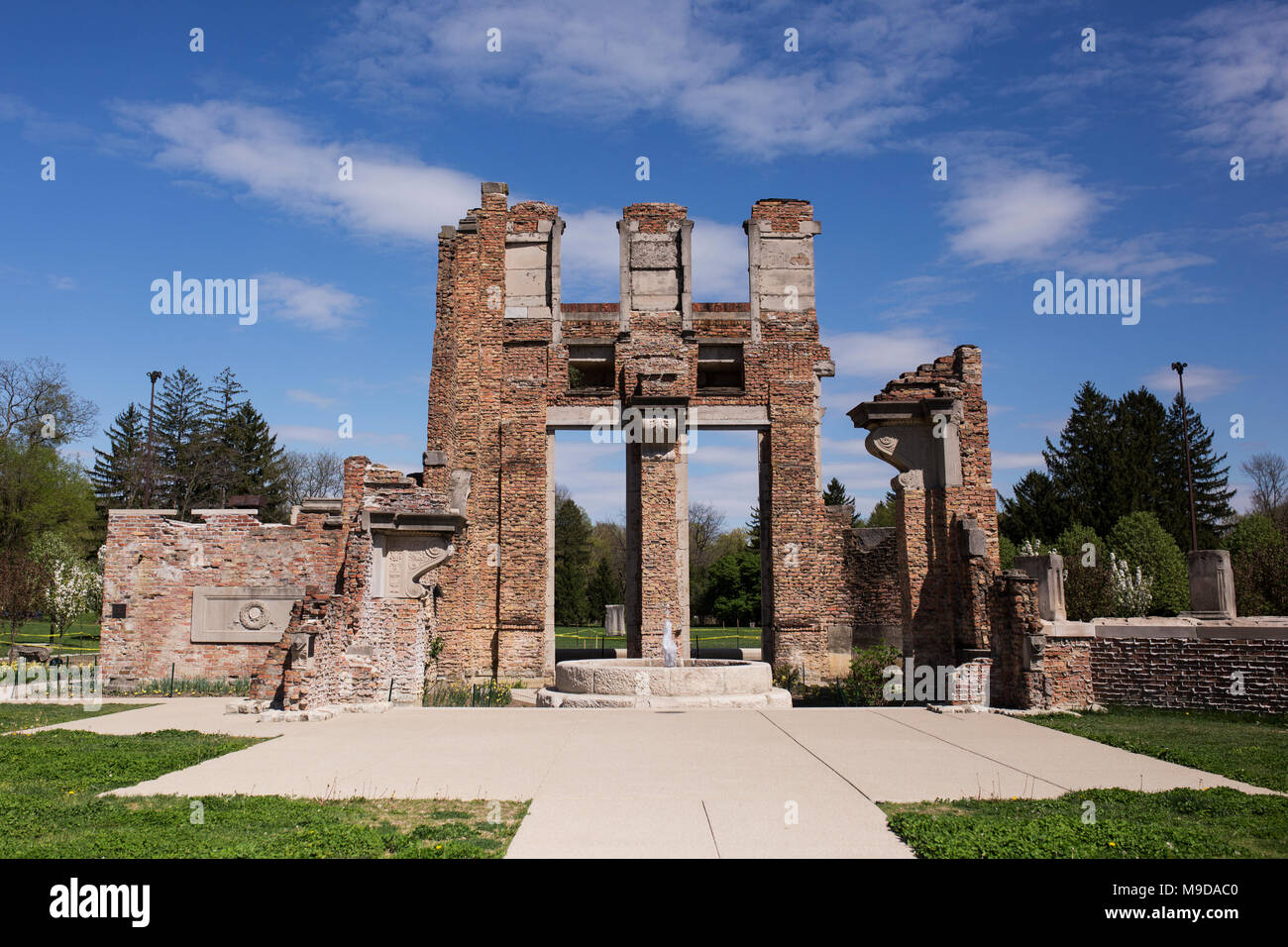 The ruins at Holliday Park in Indianapolis after the 2016 restoration. Stock Photo
