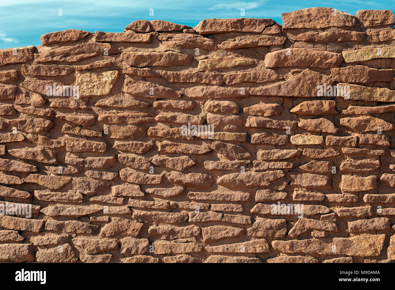 Wukoki Pueblo Stonework, Built 1100 AD, Wupatki National Monument Stock Photo