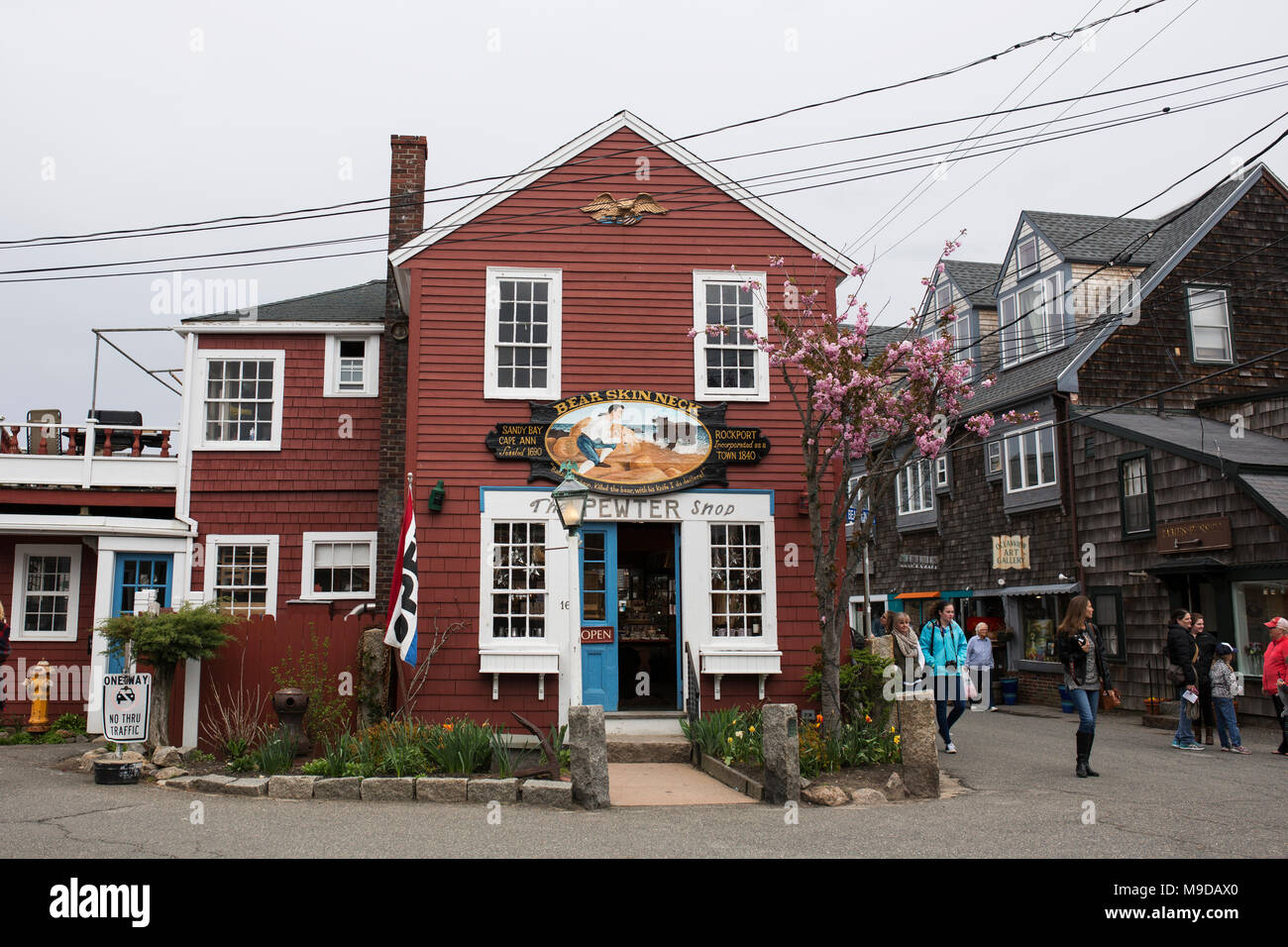 Shops at Bearskin Neck in Rockport, Massachusetts, in spring Stock Photo -  Alamy