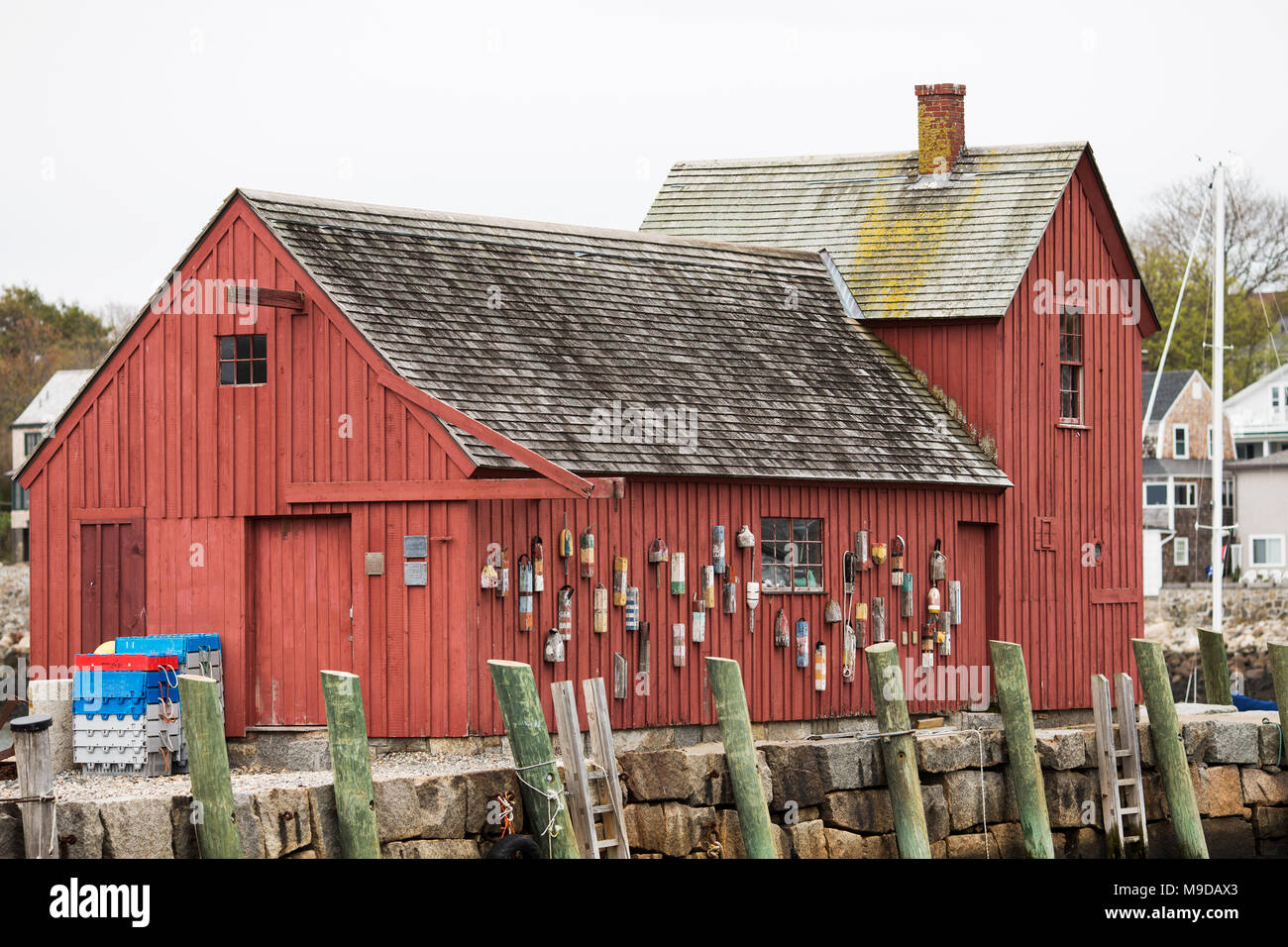 The historic Motif No. 1 in the coastal harbor town of Rockport, Massachusetts. Stock Photo