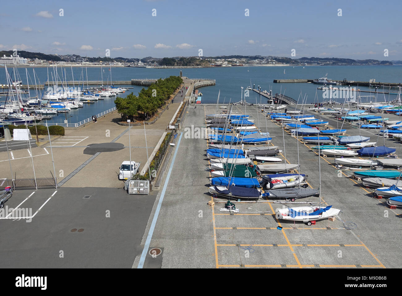 View of Enoshima sail harbour Tokyo olympic venue 2020 Stock Photo