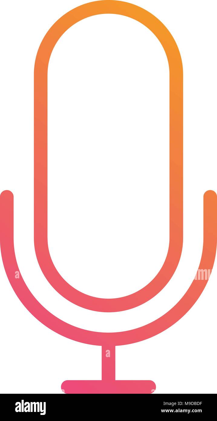 The isolated gradient vector colorful microphone with stand line icon ...