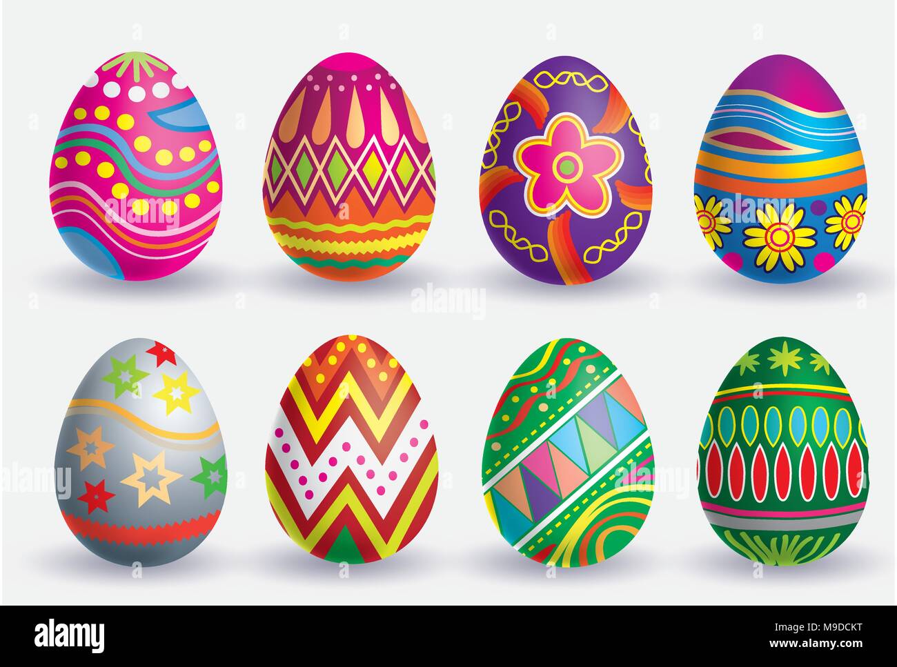 Easter egg icon set. The Vector illustration isolated on white background. Stock Vector
