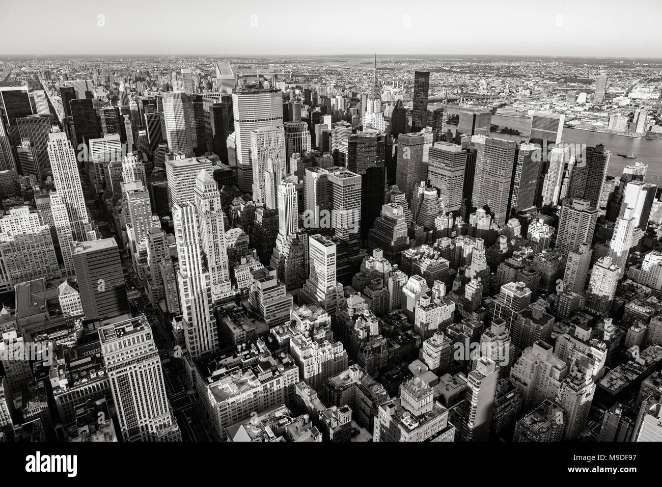 Aerial view of Midtown skyscrapers in Black & White, Cityscape, Manhattan, New York CIty Stock Photo