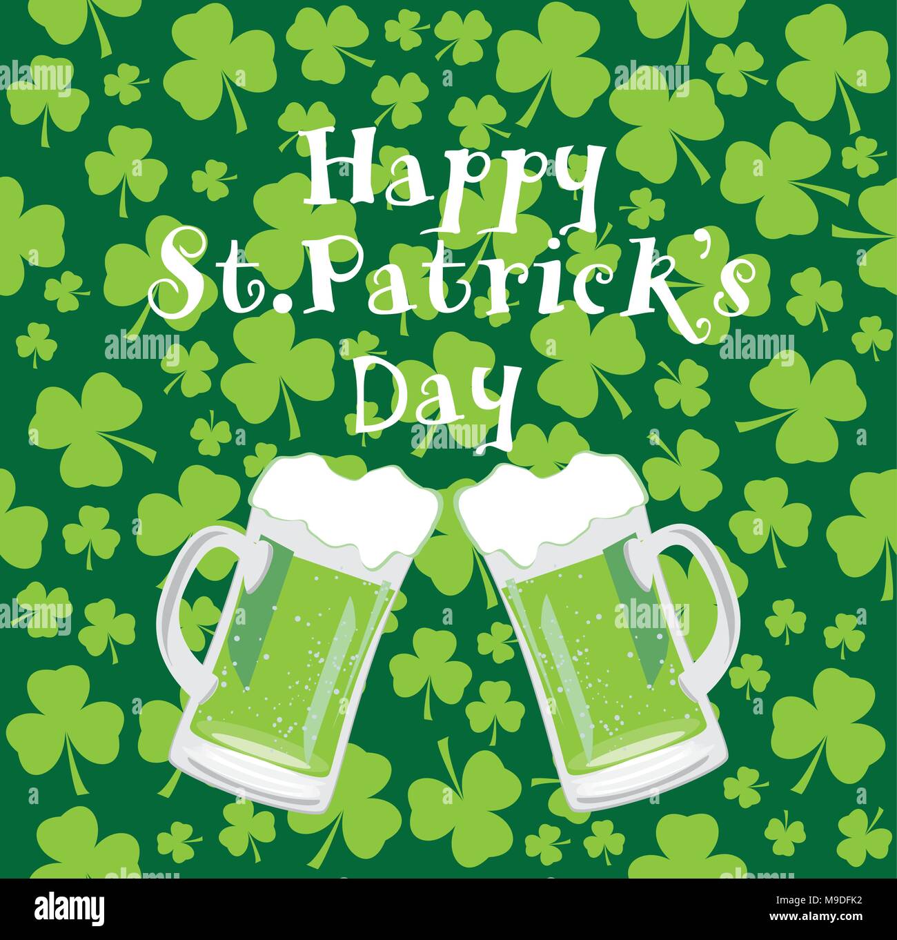 vector illustration of St. Patricks Day card with beer and bunting Stock Vector