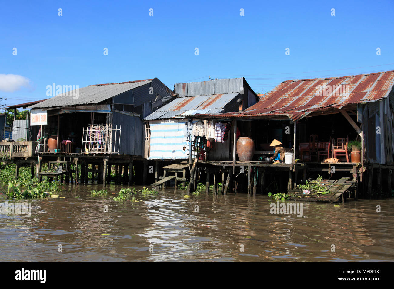 Stilt Houses, Near Cai Rang, Mekong Delta, Can Tho Province, Vietnam, Southeast Asia, Asia Stock Photo