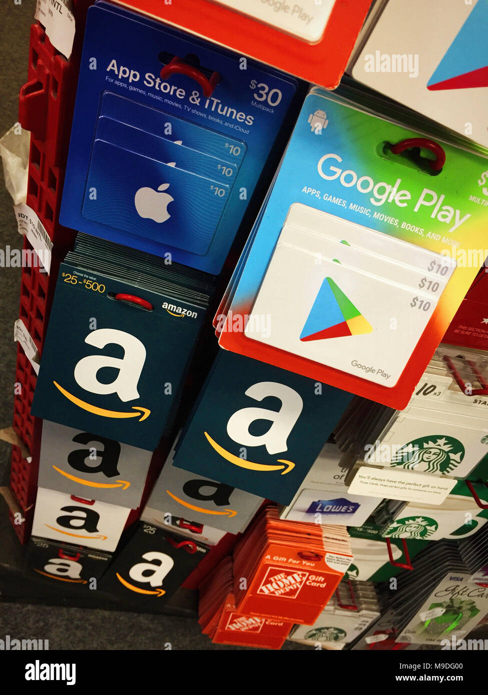 Prepaid Gift Cards Display, USA Stock Photo