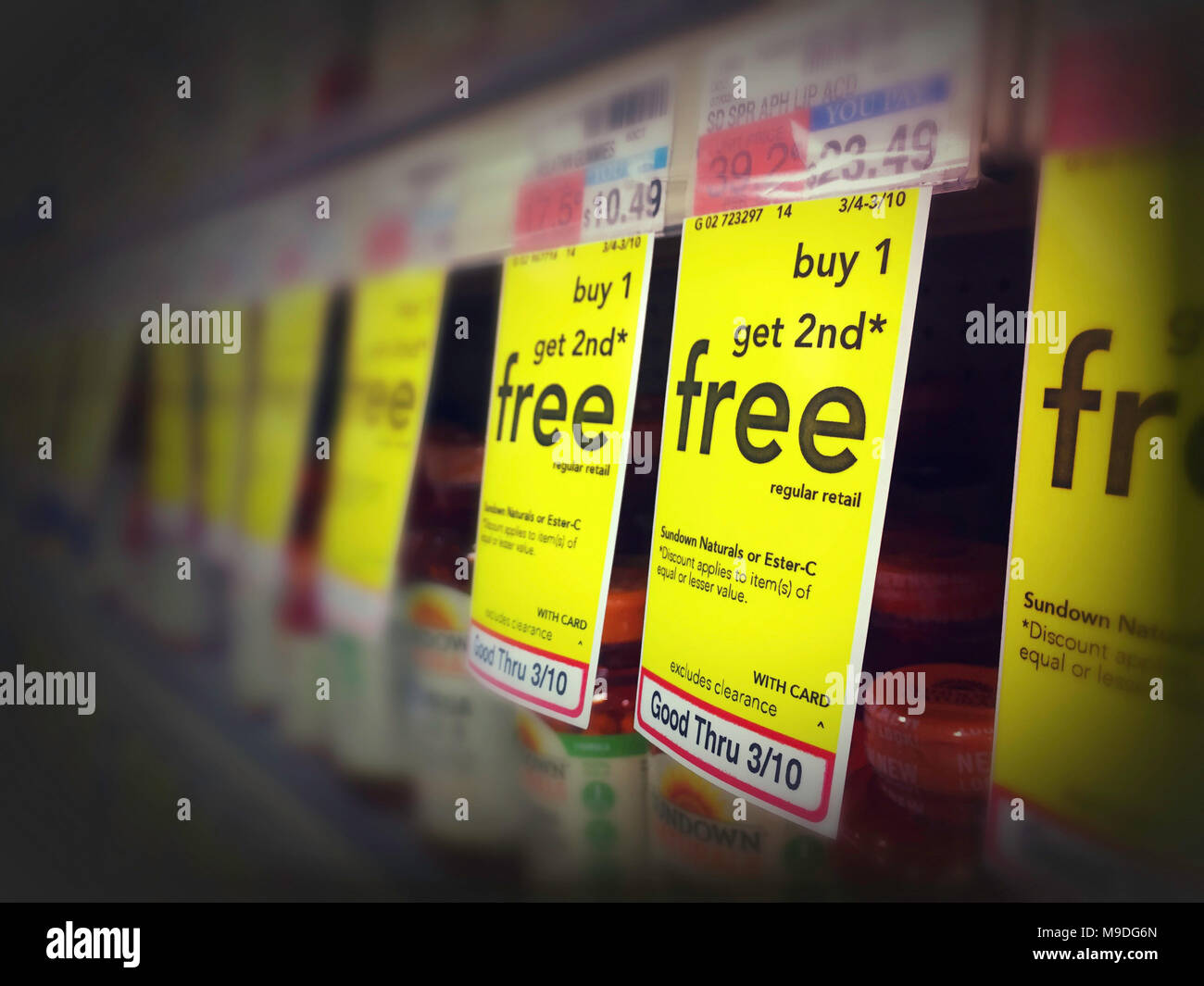 Sale Signs in CVS Pharmacy Drugstore, NYC, USA Stock Photo - Alamy