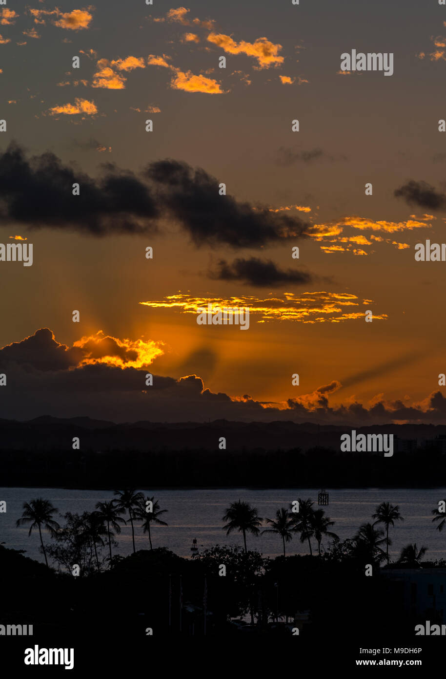 Sunset over the harbour, San Juan Bay, Puerto Rico Stock Photo Alamy