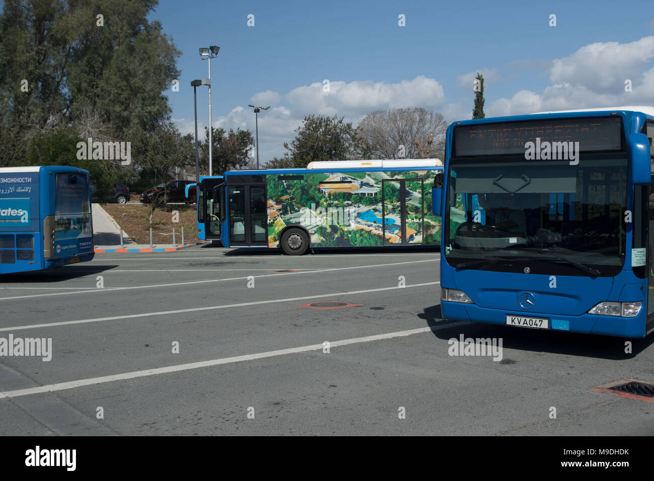 Paphos District Blue Busses At The Kato Paphos Bus Terminus Paphos In