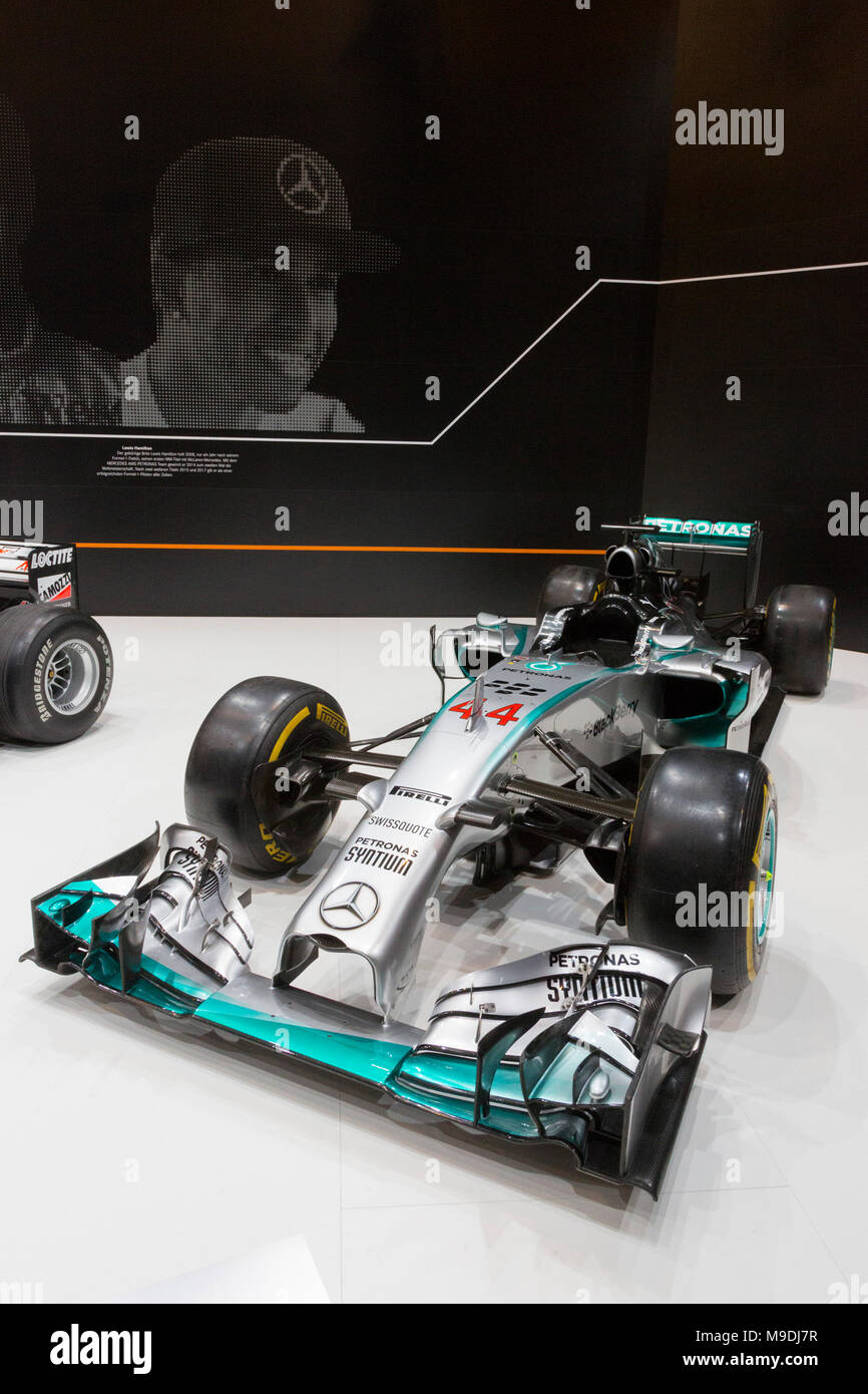 Mercedes AMG Petronas, F1, W05, Formula 1, racing car, Lewis Hamilton, Techno-Classica Essen is the world leading automobile show for classic and vintage cars and collectible automobiles. In 2018, the motor show attracted over 185,000 visitors. More than 1,250 exhibitors from over 30 countries take part. Stock Photo