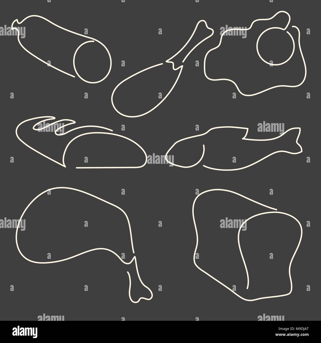 Farm meat line art hi-res stock photography and images - Alamy